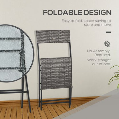 3-Piece Foldable Patio Wicker Bistro Set - Stylish & Durable!