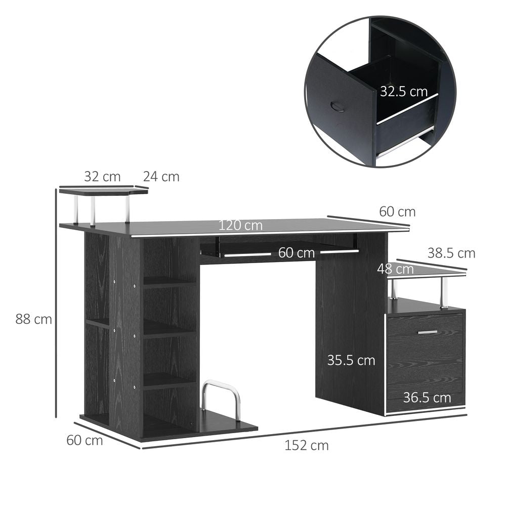Wood Computer Desk with Drawer and Shelf for Laptop Workstation in Home Office