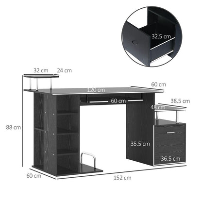 Wood Computer Desk with Drawer and Shelf for Laptop Workstation in Home Office
