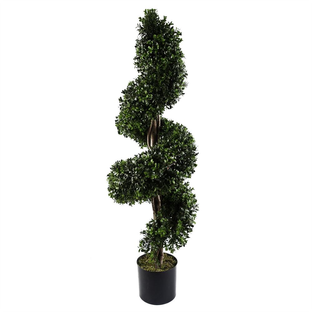 120cm Spiral Buxus Topiary - UV Resistant Artificial Tree for Outdoor Use