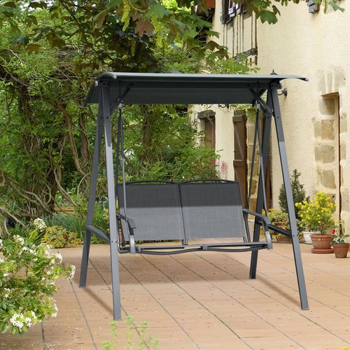 Premium 2-Seater Garden Swing Chair with Adjustable Canopy – Grey Elegance