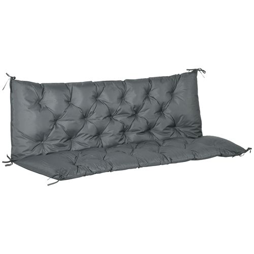 Ultimate Comfort Dark Grey 3-Seater Garden Bench Cushion with Secure Ties