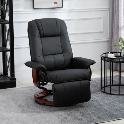 Ergonomic Recliner Sofa Chair - PU Leather, Black Armchair Lounger with Footrest