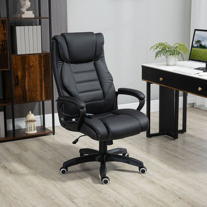 Black Executive Office Chair with High Back and 6-Point Vibration Massage