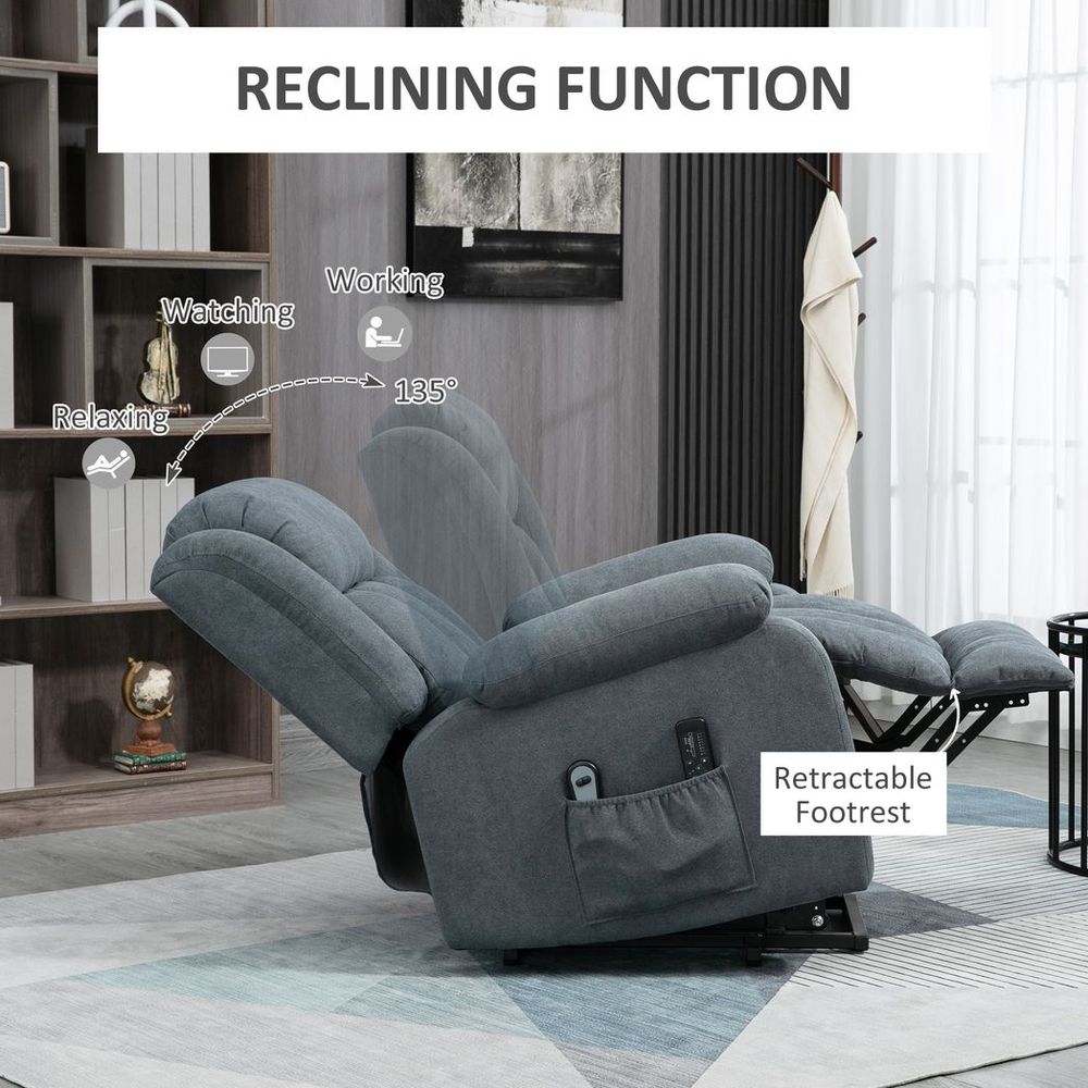 Dark Grey Heavy-Duty Riser and Recliner Chair Lift for Elderly Comfort