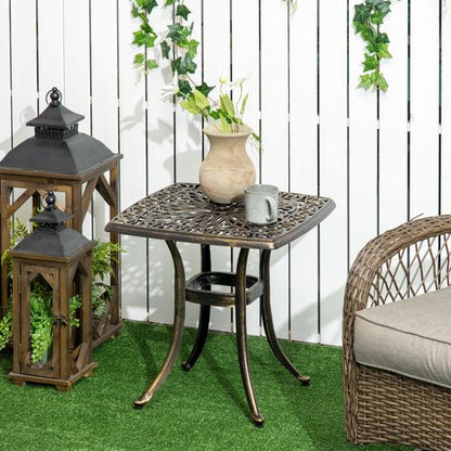 Elegant Aluminium Outdoor Side Table with Umbrella Hole - Bronze Finish