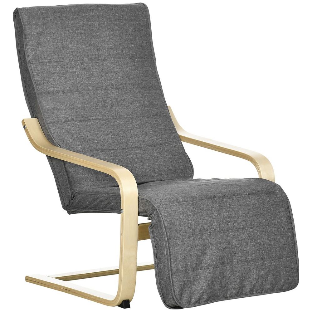 Dark Grey Adjustable Lounge Chair Recliner with Comfortable Footrest for Home