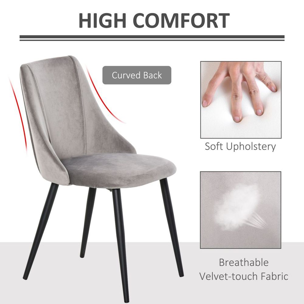 High Back Velvet-Touch Dining Chairs with Metal Legs for Elegant Dining