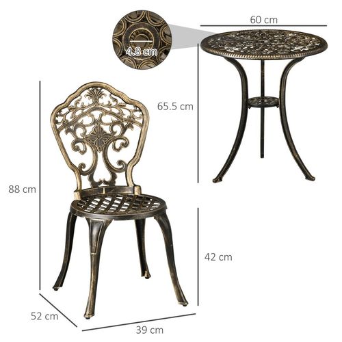 Elegant 3-Piece Cast Aluminium Bistro Set with Parasol Hole for Outdoor Relaxation