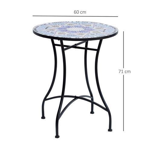 Vibrant Mosaic Round Patio Side Table - Ceramic Garden Table