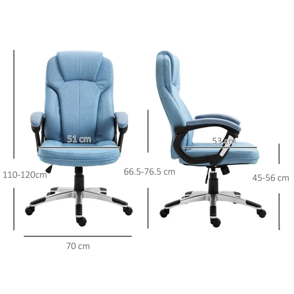 Blue High Back Home Office Chair with Armrests and Height Adjustment Feature