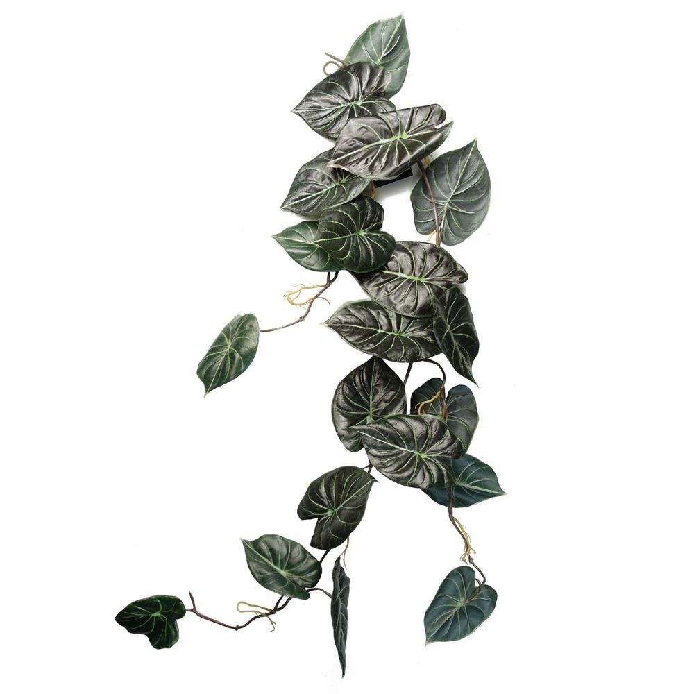 Set of 6 x 120cm Artificial Hanging Alocasia Dragon Scale Plants - Dark Green