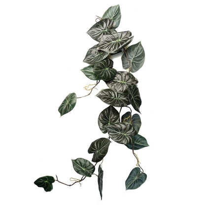 Set of 6 x 120cm Artificial Hanging Alocasia Dragon Scale Plants - Dark Green
