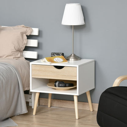 Modern Bedside Table with Drawer and Shelf, Stylish Nightstand for Bedroom or Living Room