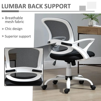 Black Mesh Home Office Chair with Lumbar Support, Armrests and Swivel Function