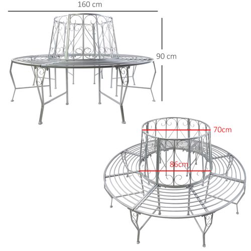 Elegant 360° Tree Bench - Sturdy Metal Circular Seating for Outdoor Bliss