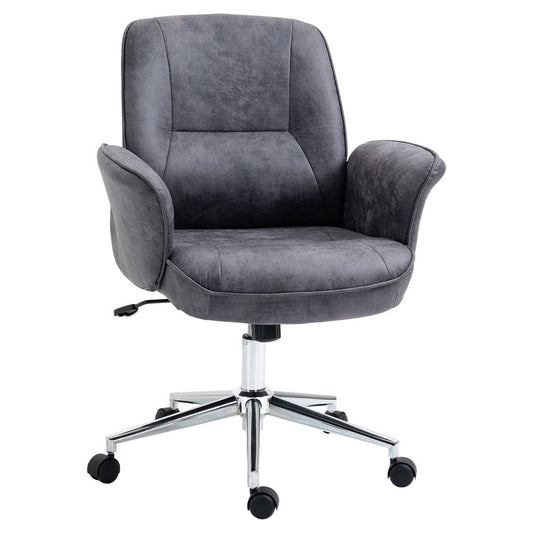 Deep Grey Mid-Back Swivel Computer Office Chair for Comfortable Home Desk Use