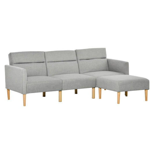 Reversible Upholstered Sofa Bed with Sectional Sleeper and Matching Footstool