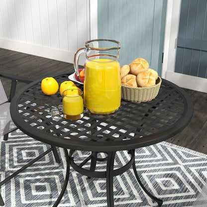 Black Cast Aluminium Bistro Table - Weather-Resistant with Umbrella Hole