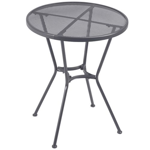 60cm Round Dining Table Metal Bistro Table with Mesh Tabletop grey