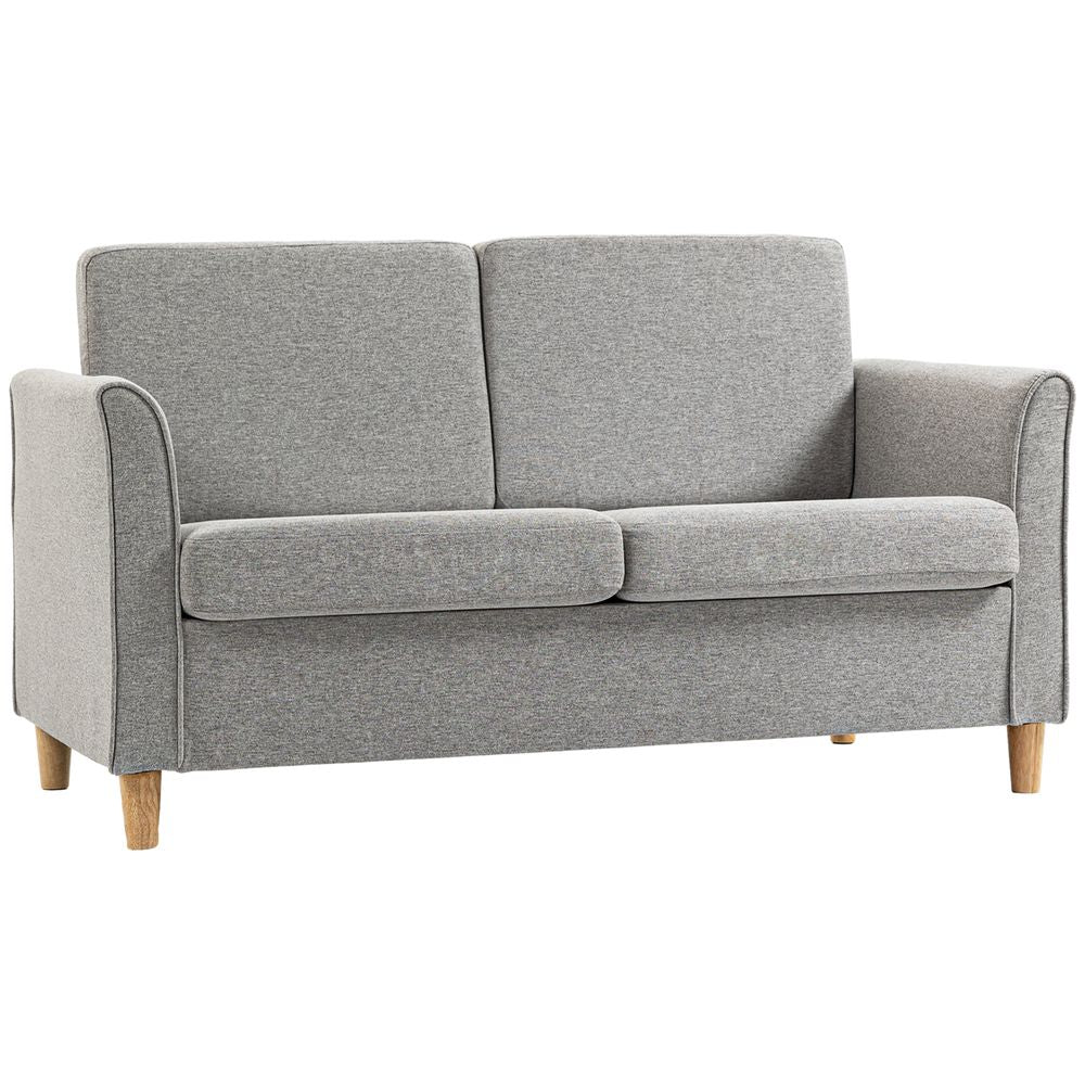 Light Grey Linen Upholstered Loveseat Couch with Armrests, Perfect for Cozy Living Room Seating