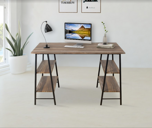 Home Office Desk with Side Shelves, Functional and Modern