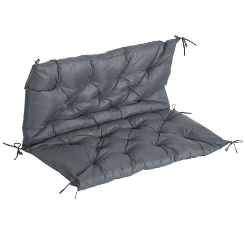 Comfortable 2-Seater Outdoor Garden Bench Cushion - Dark Grey with Ties