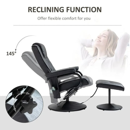 Black Freestanding Living Room Chair with High-Density Cushion and Footrest