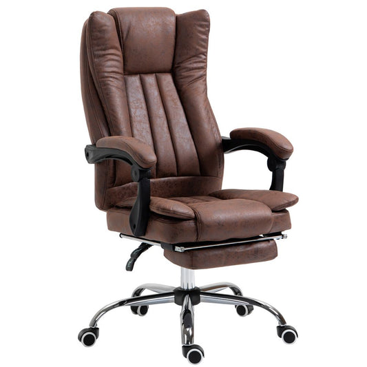 Brown Executive Office Chair with Swivel Function, Armrest, and Footrest for Maximum Comfort