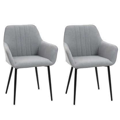 Set of 2 Dining Chairs Upholstered with Metal Legs, Light Grey 2