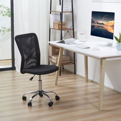 Armless Ergonomic Office Chair with Padded, Height Adjustable Mesh Back and 5 Wheels