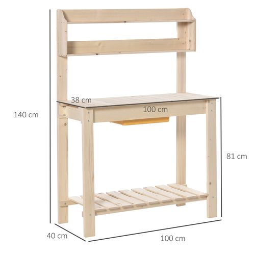 Outsunny Sliding Tabletop Potting Bench with Dry Sink & Durable Fir Wood