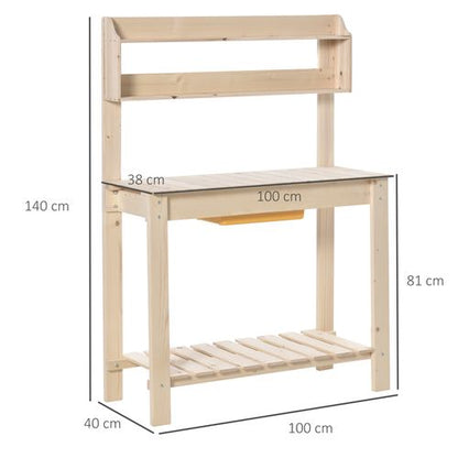 Outsunny Sliding Tabletop Potting Bench with Dry Sink & Durable Fir Wood