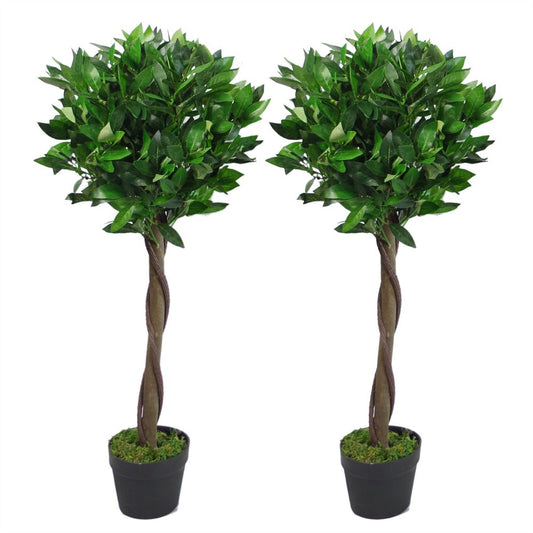 Twisted Stem 90cm Artificial Topiary Bay Laurel Ball Trees for Decorative Use