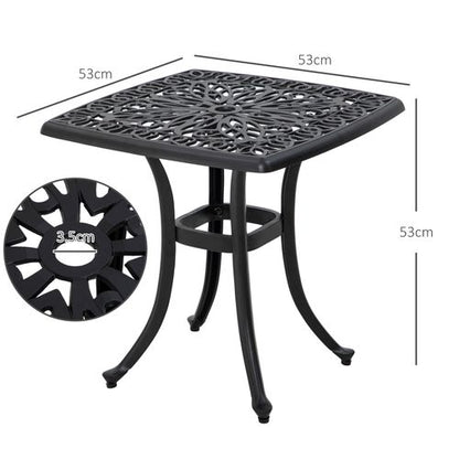 Elegant Cast Aluminium Bistro Table with Umbrella Hole - Black