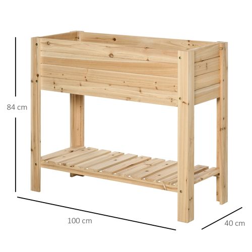 Versatile Wooden Raised Plant Stand with Storage Shelf - Perfect for Gardening!