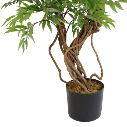 140cm Lifelike Green Silver Artificial Japanese Fruticosa Ficus Tree - Stylish Indoor Decoration