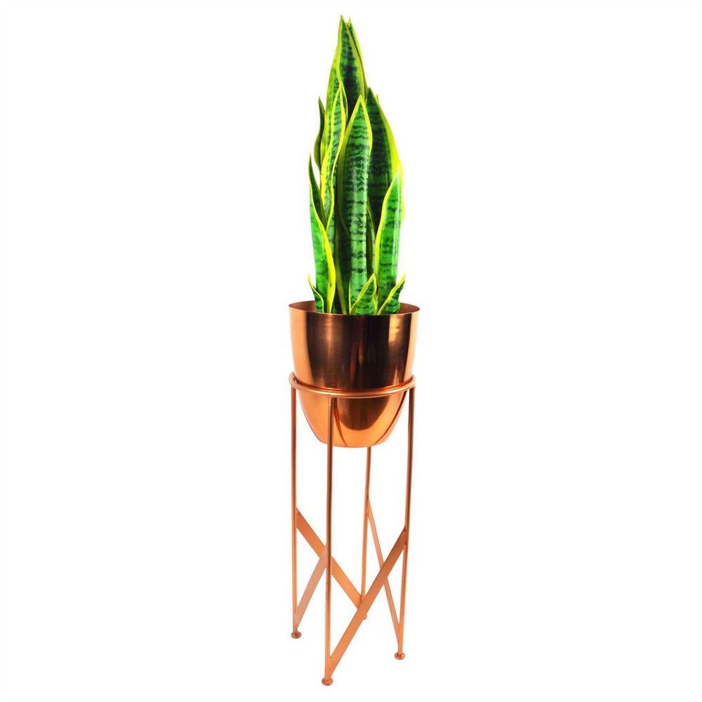 90cm Copper Planter with Artificial Yukka Plant for Stylish Home Accents