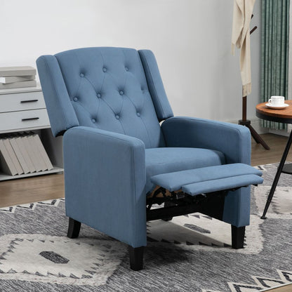 Blue Button-Tufted Microfibre Recliner Armchair for Comfortable Living Room Seating