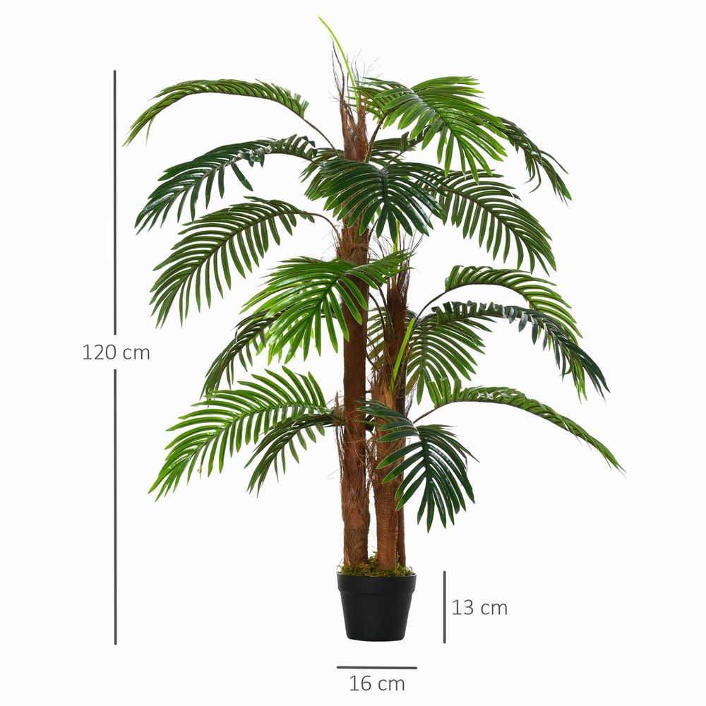 120cm (4ft) Artificial Palm Tree with 19 Leaves - Decorative Plant in Nursery Pot