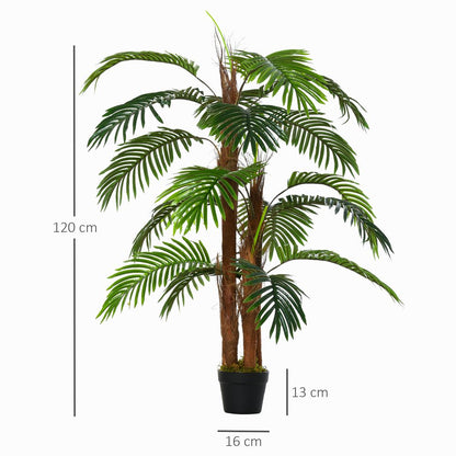 120cm (4ft) Artificial Palm Tree with 19 Leaves - Decorative Plant in Nursery Pot