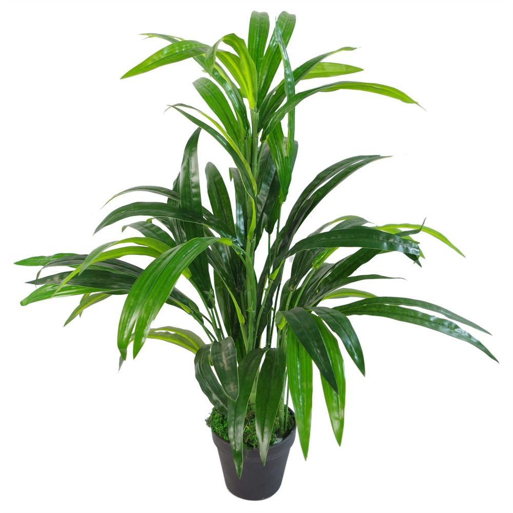 65cm Artificial Bamboo Shrub with Large Leaves and Gold Metal Planter for Luxe Decor