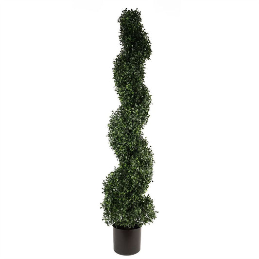 120cm UV Resistant Boxwood Tree - Spiral Topiary with 1058 Lush Leaves