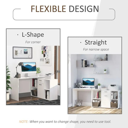 Large L-Shaped Computer Desk with Adjustable Features, Dual-Use for Home Office and Gaming