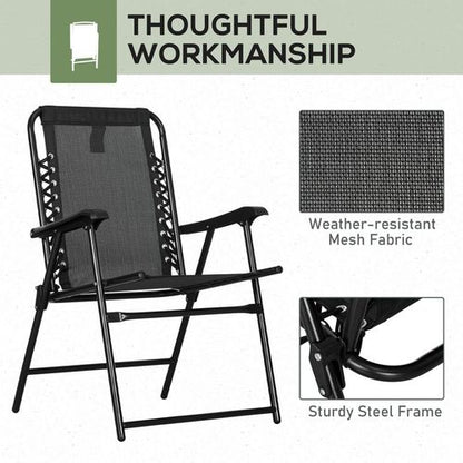 Portable Folding Patio Chairs - Lightweight Black Garden Loungers