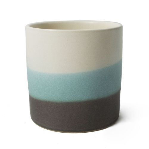 12cm Blue Sand Stripe Ceramic Planter