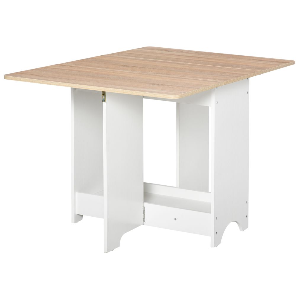 Drop-Leaf Dining Table with Folding Desk and Storage Shelf