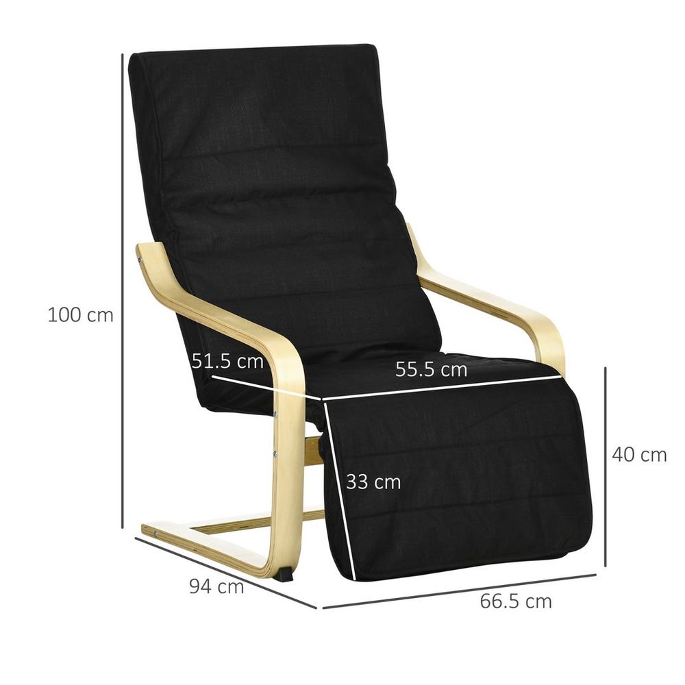 Adjustable Recliner Lounge Chair with Footrest, Black