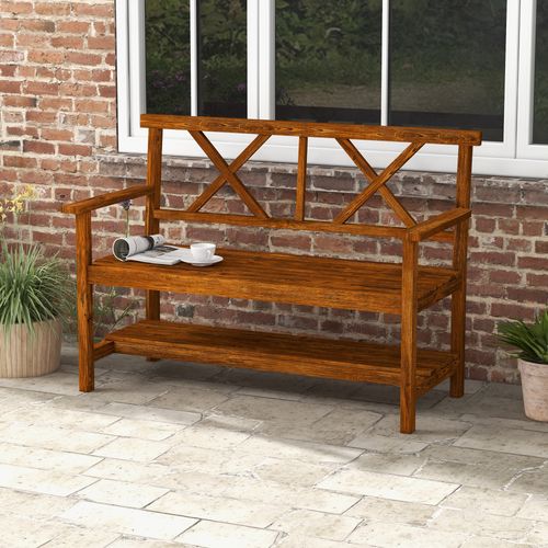 2-Seater Garden Bench with Storage - Stylish Outdoor Fir Wood