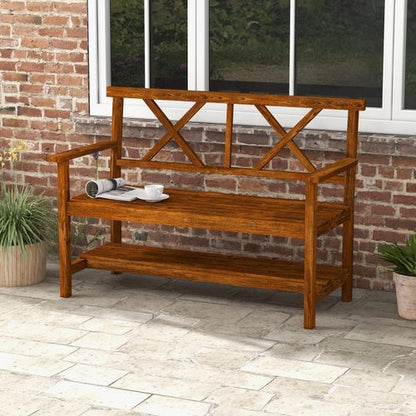 2-Seater Garden Bench with Storage - Stylish Outdoor Fir Wood